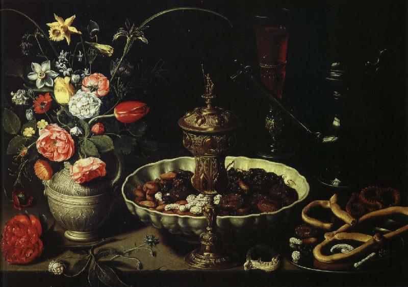 PEETERS, Clara bord med blomvas och torkad frukt oil painting image